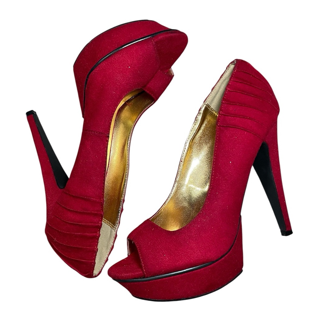 Red Peep-Toe Heels